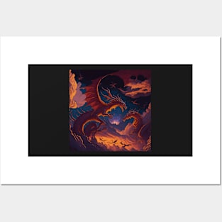 A Dazzling Display of Dragons Creating A Beautiful Tapestry of Colour In The Sky Posters and Art